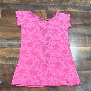 Pink Skull Print T-Shirt